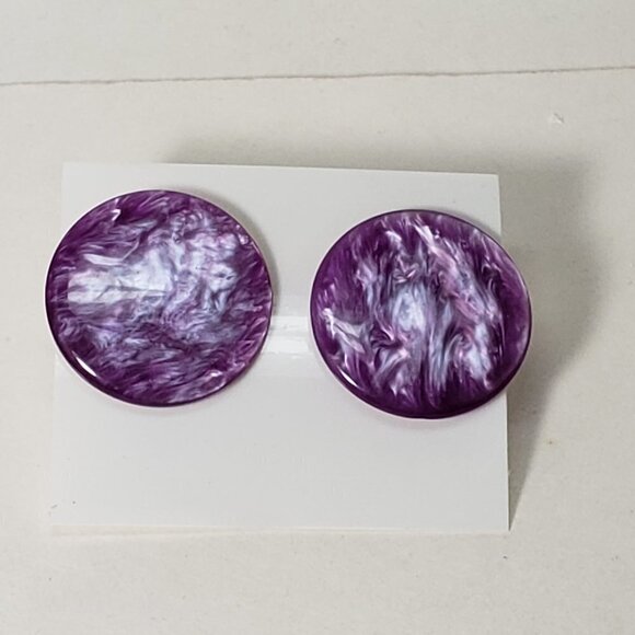 Women's Stunning Circle Purple Stud Earrings - Eye-Catching and Elegant - Picture 4 of 7